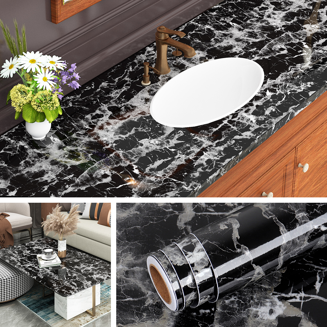 Smart Home Film - 80cm Width Marble Self Adhesive Wallpaper
