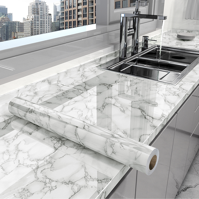 Smart Home Film - Marble Kitchen Oil-Proof Film Stove Waterproof