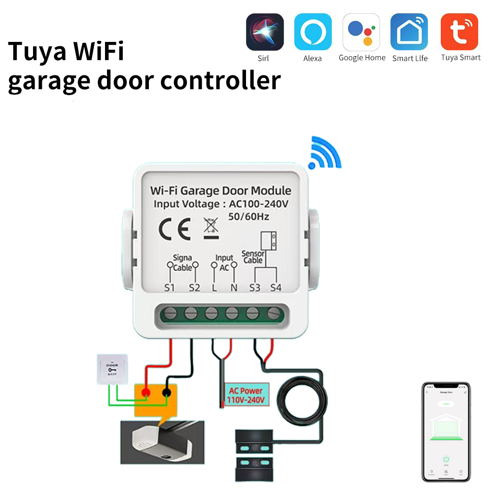 Smart Garage Door Opener - Tuya WiFi Garage Door Opener Controller