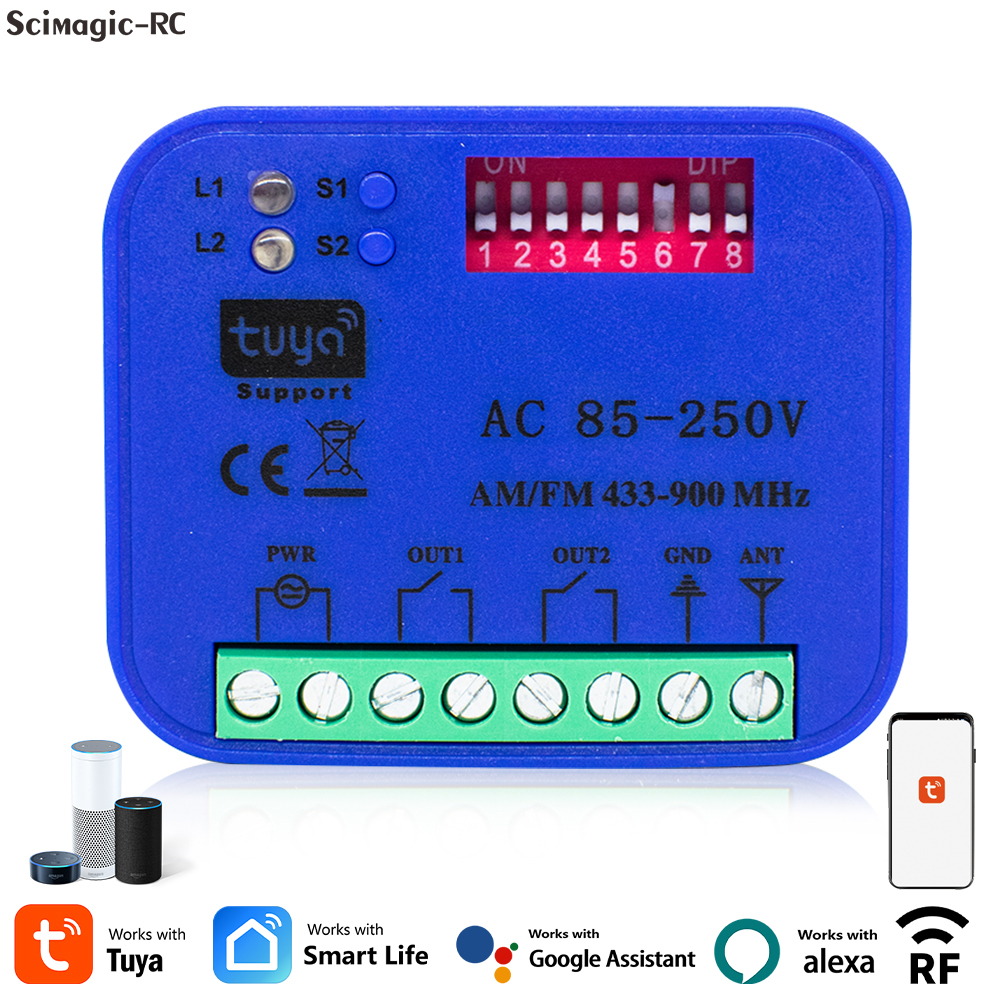 Smart Garage Door Opener - 2CH 433-868MHz WiFi Garage Door Opener