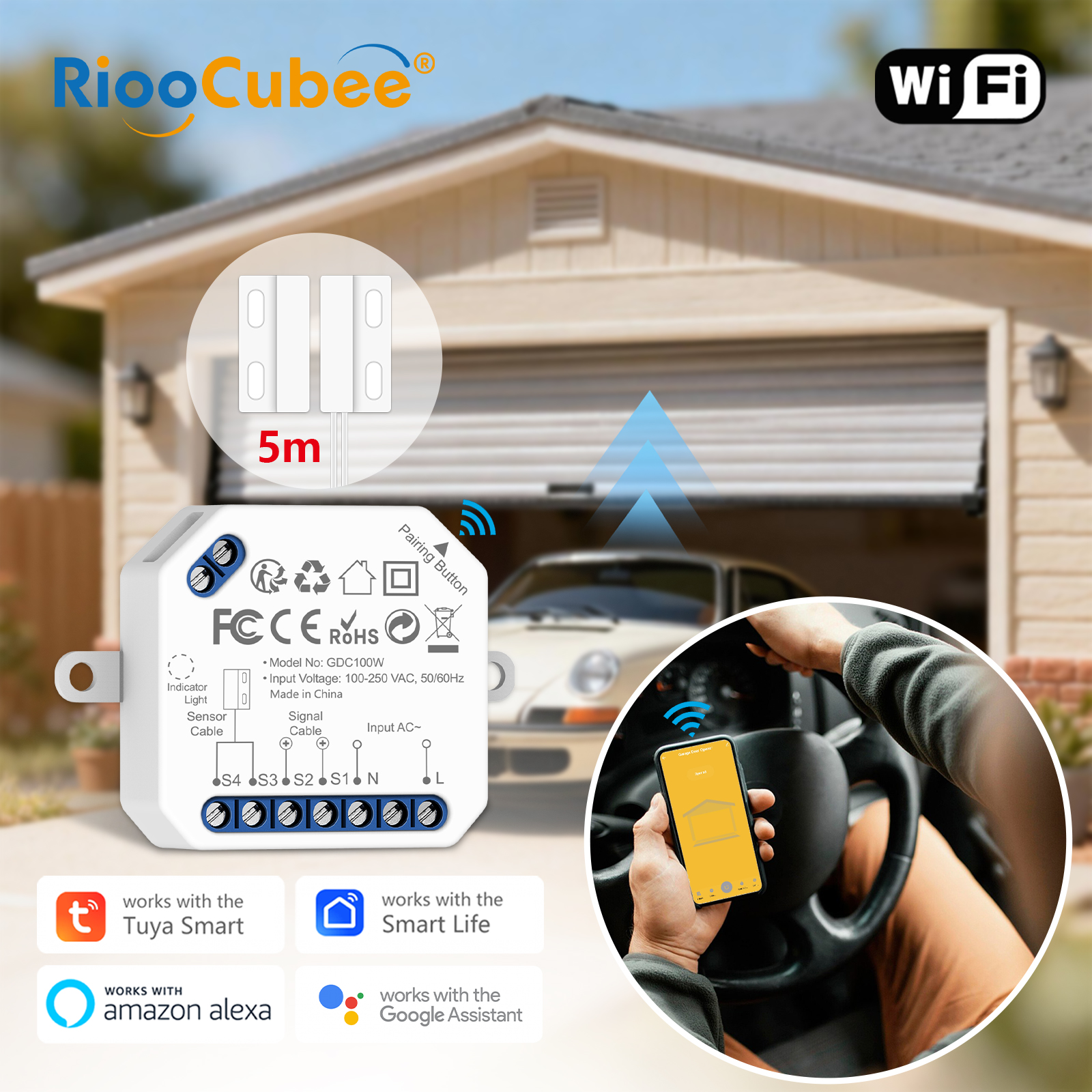Smart Garage Door Opener - RiooCubee Tuya Smart Life Garage Articulated