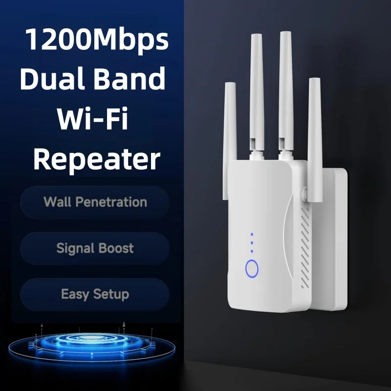 Smart Home Network - 2.4G/5GHz Dual Band WiFi Repeater 1200Mbps