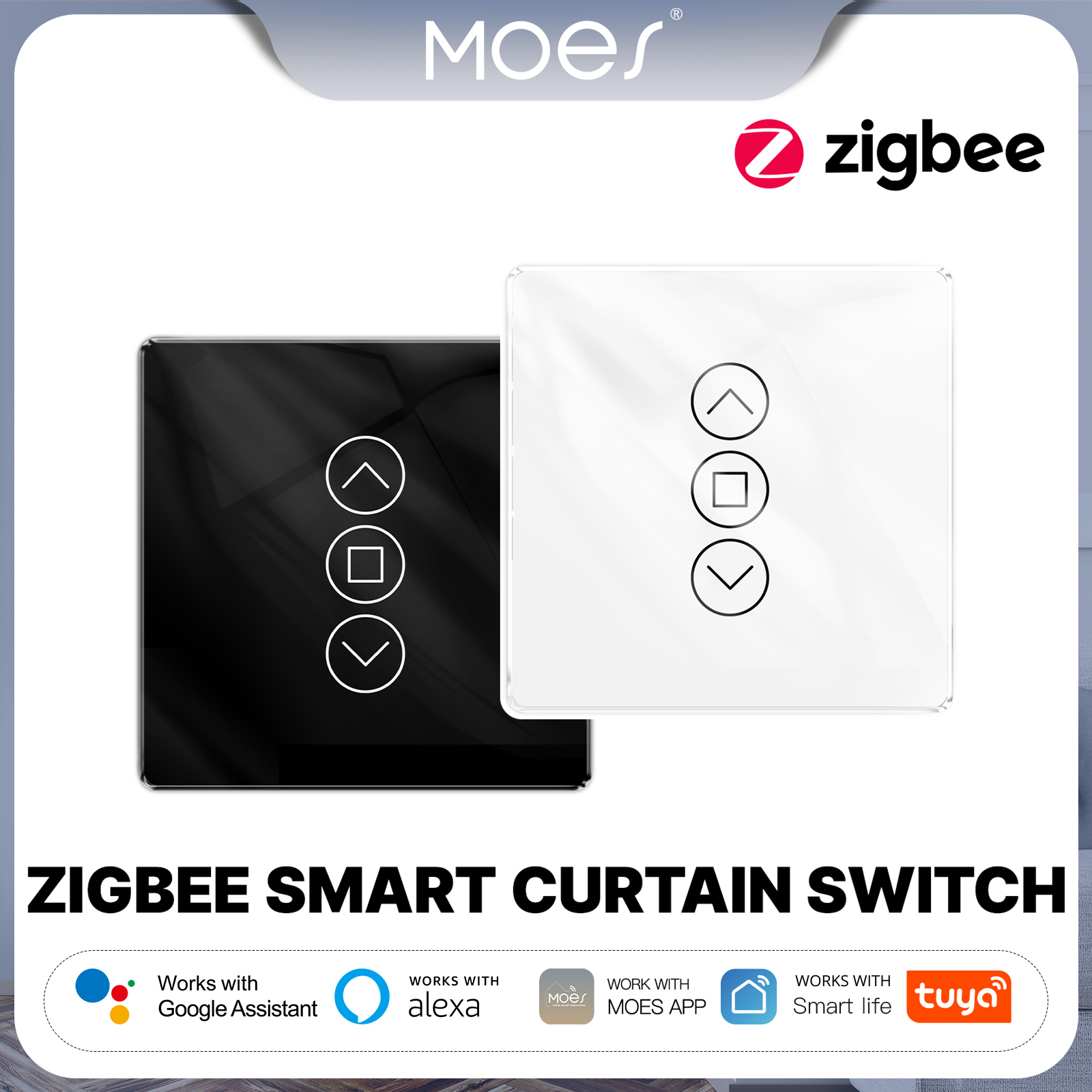 Smart Home Touchscreen Control Panel - MOES Tuya ZigBee Smart Curtain Switch