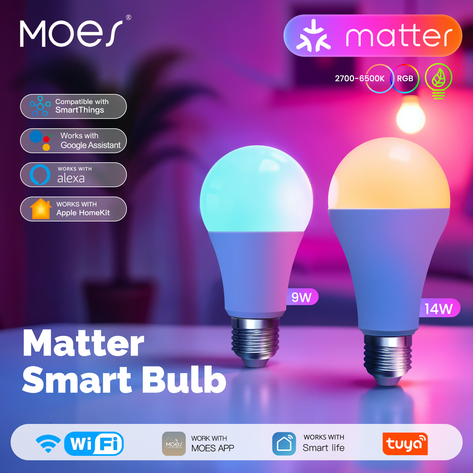 MATTER Smart Bulb WiFi RGB+CW  - مراجعة Alexa Compatible Bulb وسعره