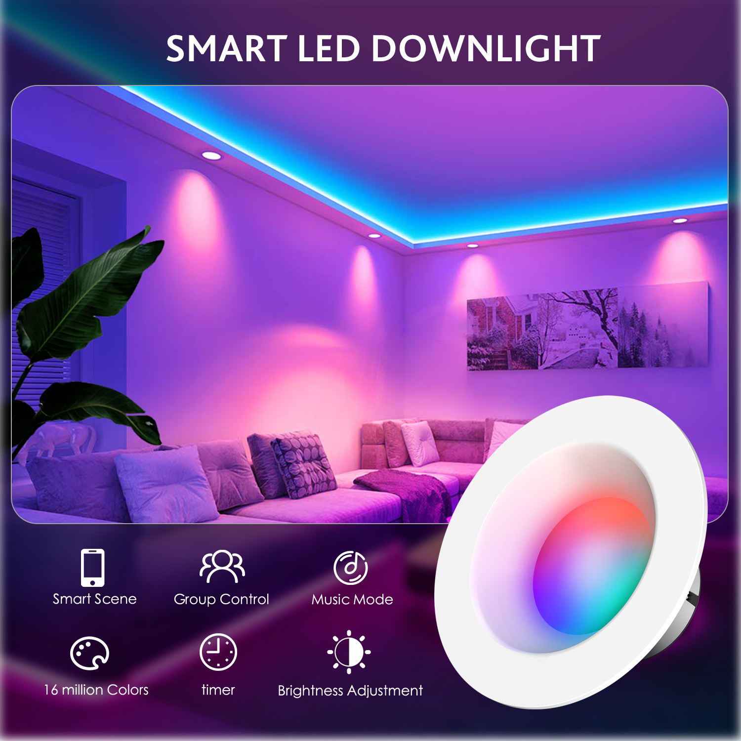 WIFI 5W LED Downlight 85-265V  - مراجعة Alexa Compatible Bulb وسعره
