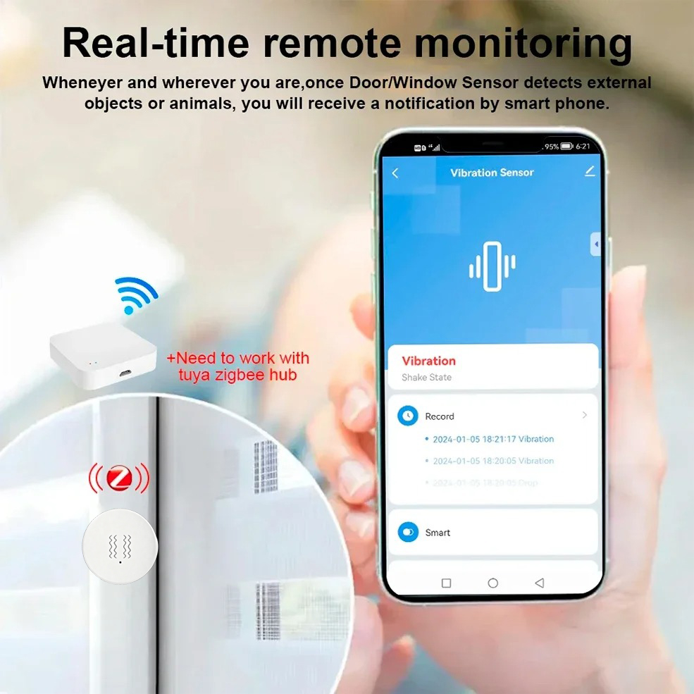 Tuya ZigBee Smart Vibration &  - مراجعة Smart Home Security System وسعره